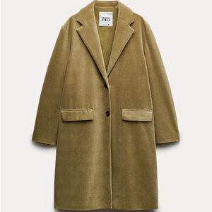 Zara ZW Gold Velvet Coat Long Trench Bloggers Fave Sold Out NWT S/6 NIB Mango